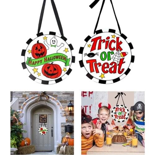 Halloween Wood Hanging Sign Wall Window Pendant Wooden Sign Haunted House Yard Home Party Decor