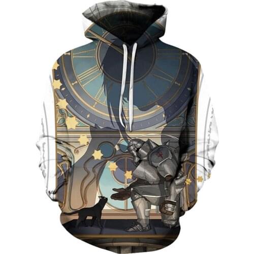 New 3D Printed Fullmetal Alchemist Men Women Hoodies Fashion Casual Cartoon Hoodie Autumn Streetwear Sweatshirt Mens Clothing