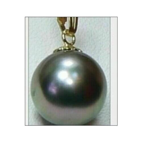 HUGE 9.5MM PERFECT ROUND NATURAL SOUTH SEA GENUINE BLACK PEARL PENDANT