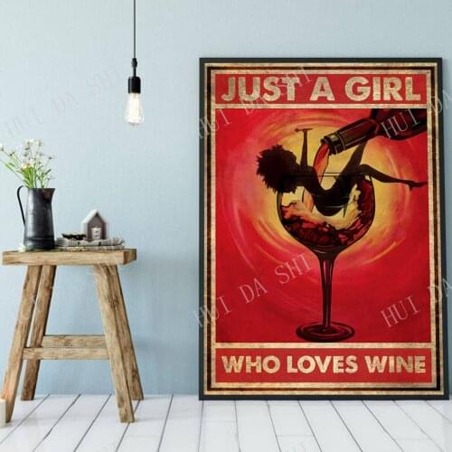 Black Girl Poster, Just A Girl Who Loves Wine Poster, African American Wall Art, Wine Lovers Gift, Afro Girl Poster