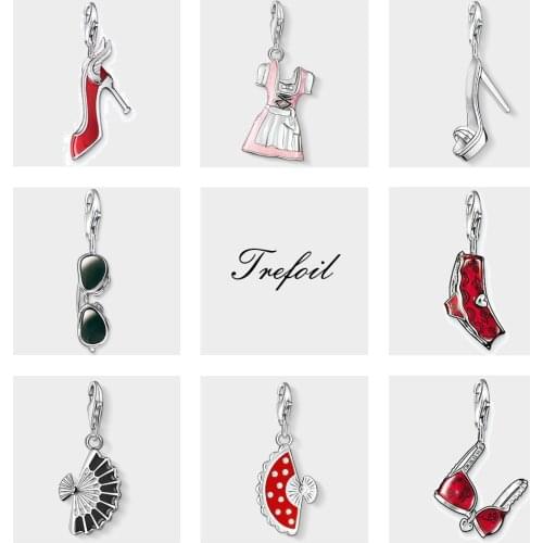 Dirndl Shoe Sunglasses Bikini Fan Charms Pendant,Fashion Jewelry 925 Sterling Silver Trendy Gift For Women Fit Bracelet Necklace
