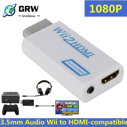 Full HD 1080P Wii to HDMI-compatible Converter Adapter Wii2HDMI-compatible Converter 3.5mm Audio for PC HDTV Monitor Display