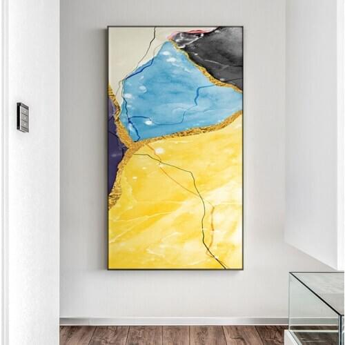 Modern Abstract Gold Foil Lines Colorful Canvas Poster Print Wall Art Paintings For Living Room Bedroom Home Decor Tableaux