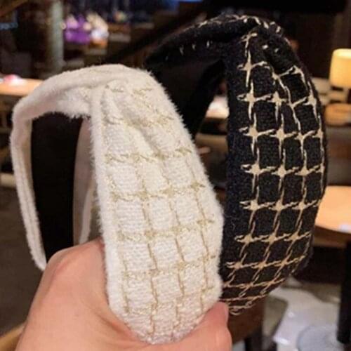 Classic Plaids Print Headbands Wide New Women Hair Accessories Crochet Hairbands Knot Adults Headwear Headband Cross Hair Hoop