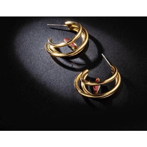 Personality Geometric Imitation Pearl Drop Earrings For Women Popular Gold Color Dangle Earring Statement Korea Fashion Jewelry