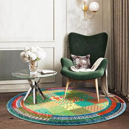 Multicolor Mandala Flower Round Carpets Simple Bohemian Ethinic Style Home Floor Rug Bedside Bedroom Washable Office Chair Mat
