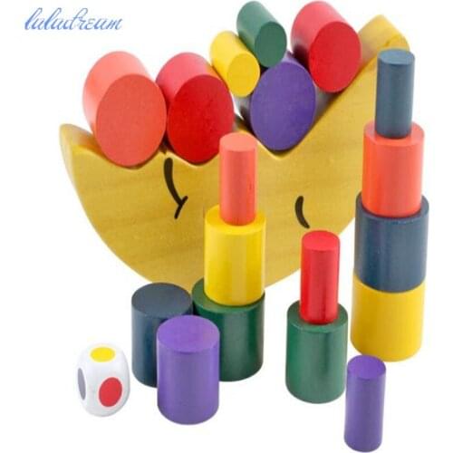 Colorful wooden moon balance blocks montessori sensorial kindergarten teaching materials toys montessori