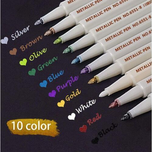 STA 10 Colors Metallic Marker Pen DIY Scrapbooking Crafts Soft Brush For Drawing DIY Photo Album Scrapbooking Crafts Card Making
