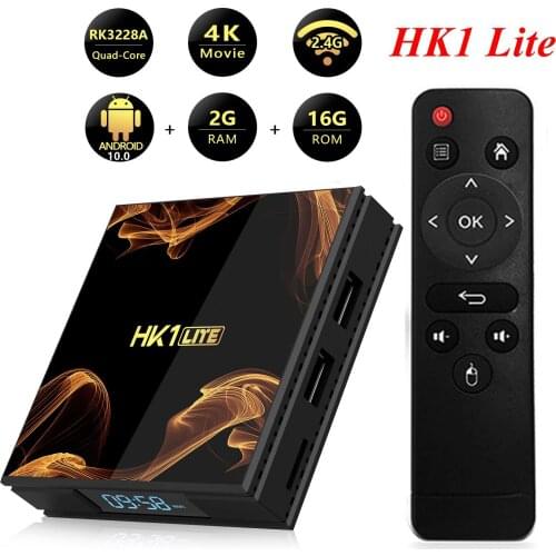 5pc HK1 Lite Android 9.0 TV Box Rockchip 3328A Quad Core 2GB DDR3 16GB ROM 2.4G WiFi 4K UHD H.265 Smart Media Player SET TOP Box