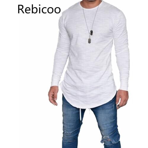 Extend hip hop street T-shirt fashion brand t shirts men summer long sleeve oversized design soft cotton tshirt