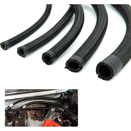 Universal 1M AN Hose Nylon-Stainless Steel Hose Fuel Line Braided Brake Gas Line Hose Oil Cooler Hose Pipe AN6 Black