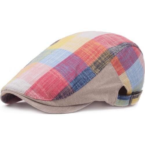Plaid Printed Caps Ladies Leisure Fashion New Colorful All-match Cotton Linen Adjustable High Quality Sunscreen Accessories Caps