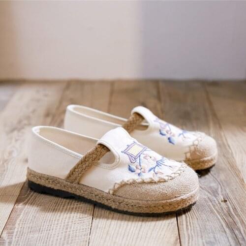 YourSeason Handmade Ladies Casual Espadrilles Slip On Flat Loafers Japanese Style Women Casual Cotton Linen Sneakers Breathable