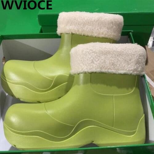 2021 New Keep warm Luxury Women New Rubber Ladies Walking Waterproof Ankle Rain boots Casual Thick Bottom Short Boot Rain Boots