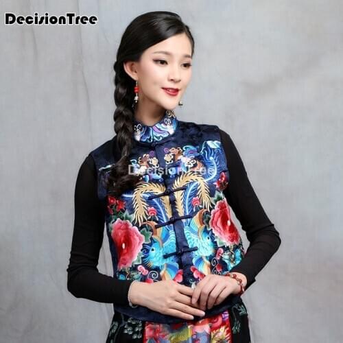 2021 embroidery qipao chinese style women cheongsam tops sleeveless vest female embroidery women tops women ladies chinese vest