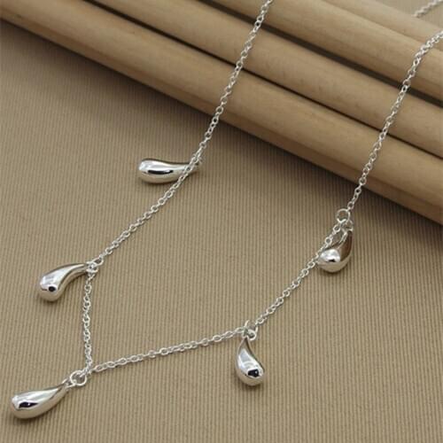 925 Sterling Silver Five Water Droplets/Raindrops Pendant Necklace For Women Charm Wedding Engagement Fashion Jewelry Gifts