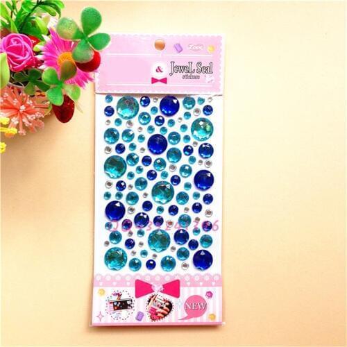 1pc DIY 3D Crystal Rhinestones Glitter Stickers Color Random Round Style Self Adhesive Sticker Crystal Jewel Diamond Sticker