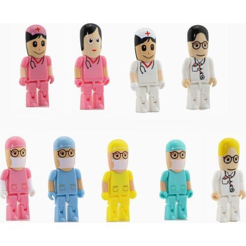 11 Styles Doctor Nurse Models USB 2.0 Flash Memory Stick Pen Drive 4G 8G 16GB Dentist USB Flash Drives Cle U Disk Memory Storage