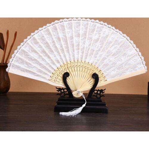 120pcs/lot Bamboo White Black Fashion Vintage Spanish Lace Decoration Mariage Wedding Party Gift Hand Fan ZA4967