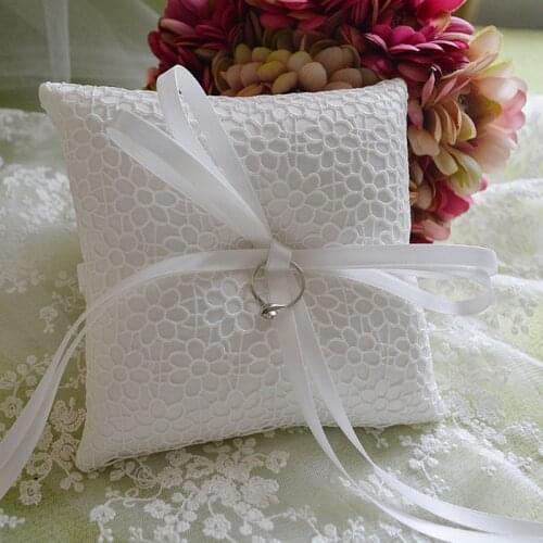 13X13cm Delicate Lace Flower& hand feeling Flowers Decor Bridal Wedding Ceramony Pocket Ring Pillow Cushion Bearer with Ribbons