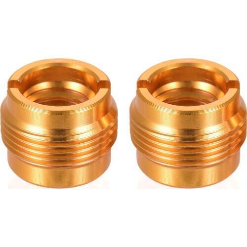 2pcs Microphone Screw Adapter 3/8 Inch Female to 5/8 Inch Male Threaded Nut Screws for Mic Micphone Stand Clamp Gold Color