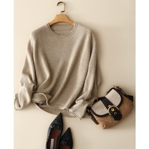 2021 autumn winter korean fashion 100% cashmere sweaters knitted ladies oversized jumpers stylish long sleeve women cozy tops