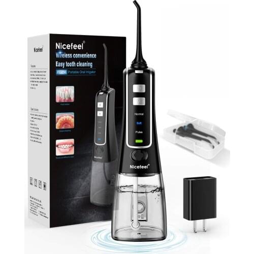 Cordless Water Flosser Teeth Cleaner, Nicefeel 300ML USB Rechargable Portable Oral Irrigator for Travel,Home 3-Modes IPX7 Waterp