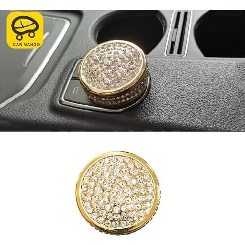 CarMango For Mercedes-Benz GLA-Class X156 CLA C117 Car Rhinestone Media Knob Circle Cover Crystal Frame Diamond Trim Sticker