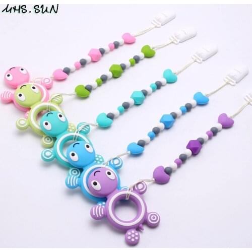 MHS.SUN Cute turtle pendant baby silicone pacifier chain clip for newborn chew teething pacifier chain holder nursing jewelry