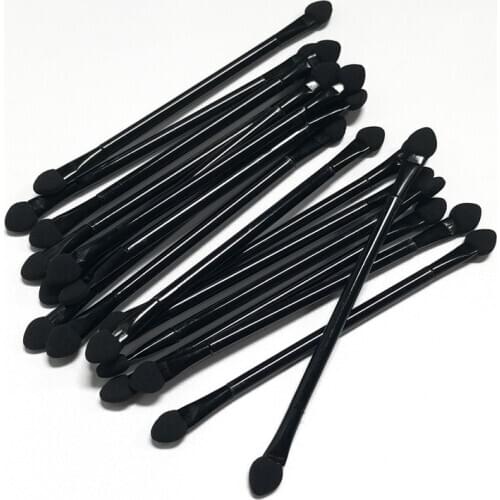 20Pc Black Double-Headed Eyeshadow Brushes Eye Shadow Applicator Pro Sponge 120Mm Makeup Brushes Disposable Cosmetic Brush Tools