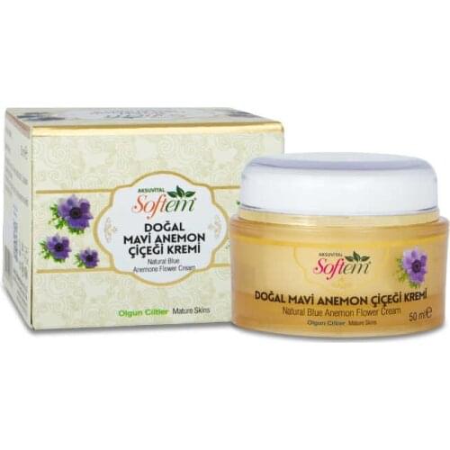 Aksu Vital Softem Blue Anemone Flower Cream 50 ml Natural Face Neck Nice Smell Healthy Herbal Organic Effective Useful Quality