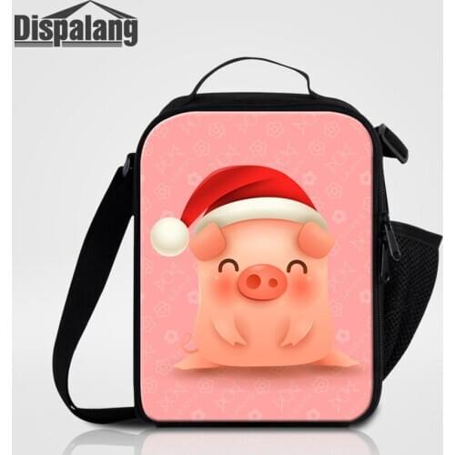 Cartoon Children Kids Lunch Bags Pink Piggy Prints Lunch Cooler Bag For School Insulated Adult Lunch Box Bolsa Termica Lancheira