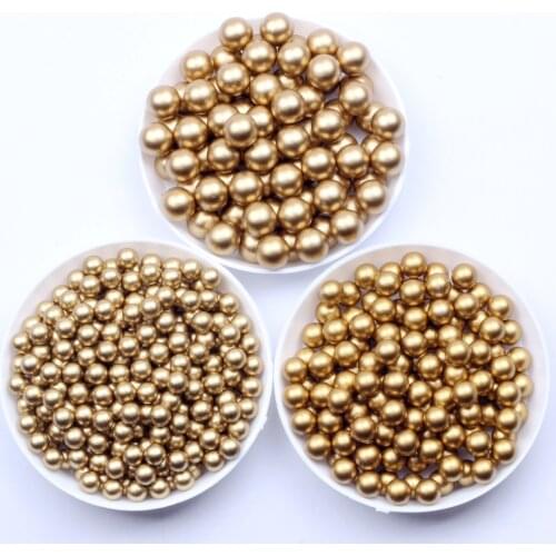 Round Resin Pearls Matte Gold Color 5mm 6mm 8mm No Hole Imitation Classic Beads For Jewelry Making DIY Craft Design