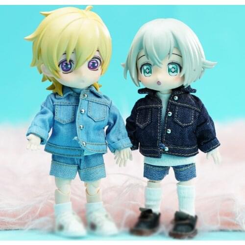 OB11 Baby Clothing GSC Clay Head Body9 Molly Ymy Plain Body Baby Clothing Denim Coat Doll accessories