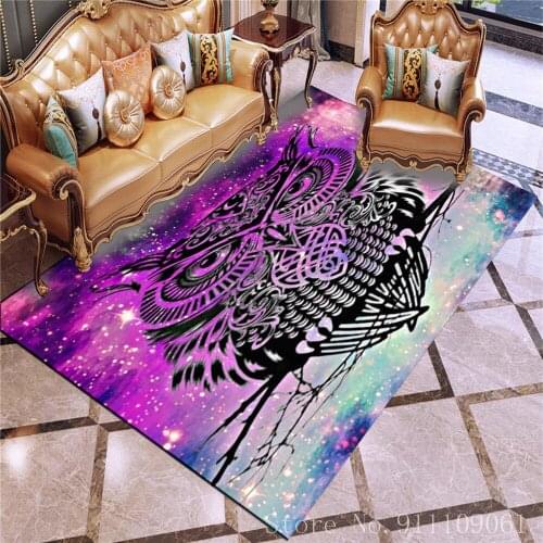Colorful Animals Carpet Print Dream Owl Rug for Bedroom Floor Carpet Home Textile Outdoor Door Carpet Cartoon Children Play Mat