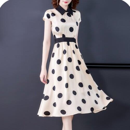 2021 Summer Korea Dot Sweet Beach Midi Dresses Vintage 2XL Plus Size Office Lady Sundress Female Elegant Bodycon Party Vestidos