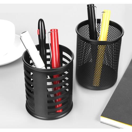 M&G Wire net pen container, round black metal mesh pen holder, multifunctional pen container, office storage case