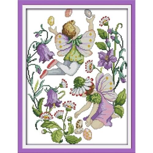Purple Flower fairy cross stitch kit counting cross stitch pattern printing canvas cross stitch dmc embroidery DIY needlework