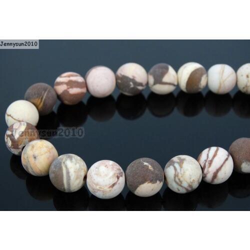Natural Matte Brown Zebra 12mm Frosted Gems stones Round Ball Loose Spacer Beads 15'' 5 Strands/ Pack