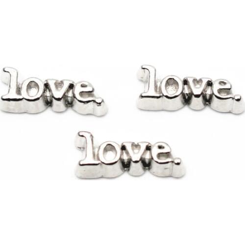 New Arrival 10pcs/lot LOVE floating charms silver Alloy charms living glass memory lockets DIY Jewelry