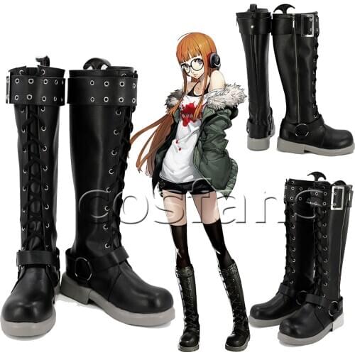 Persona 5 Futaba Sakura Hero Kurusu Akira Cosplay Boots Shoes Futaba Sakura Navi Persona 5 Cosplay Cotume Accessory Glasses Prop