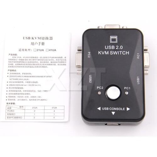 1pcs Professional USB KVM Switch Switcher 2 Port VGA SVGA Switch Box USB 2.0 Mouse Keyboard 1920*1440 Switch