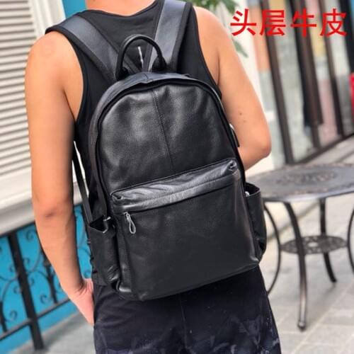 Genuine Leather Backpack Mens Backpack Multifunctional Business Computer Travel Bag Mens Leisure Bag