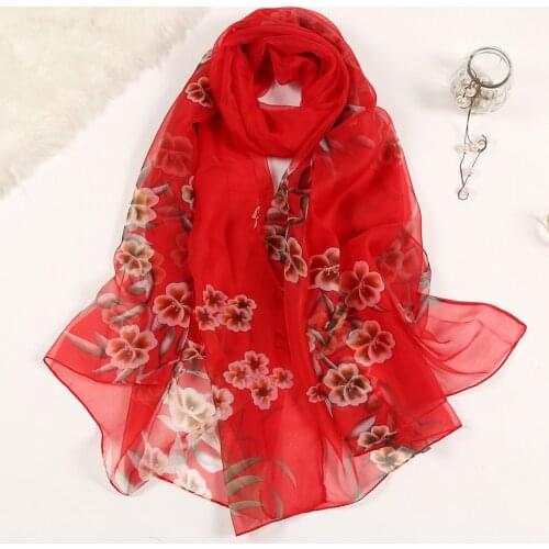 New Women Chiffon Silk Scarfs Fashion Spring Square polyester Scarves Print flowers Shawl Summer Sunscreen Shawls And Hijabs