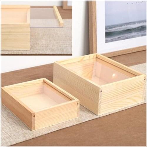 Glass Pull-out storage wooden box jewelry handmade gift box rectangular drawer box solid wood box customization