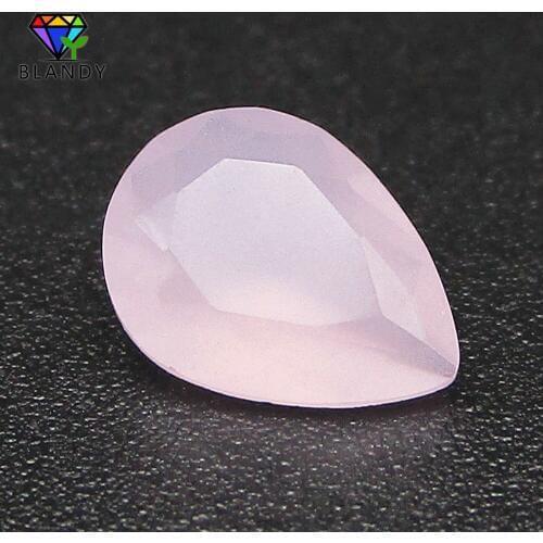 Factory Direct Price Glass Stone 5A 2*3~13*18mm Pear Shape Milky Pink Glass Synthetic Gems For Jewelry