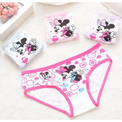NEW Beautiful Girls Cartoon Briefs Top Quality Kids Cotton Underwear Mixed Colors Cute Panties 4Pcs/lot