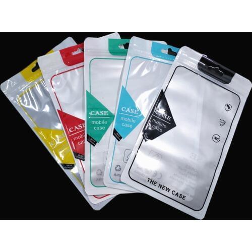 Universal Mobile Phone Case Zipper Bag Self Sealing Plastic Case Cover Under Pouches with Hang Hole Reusable Electronics Storage