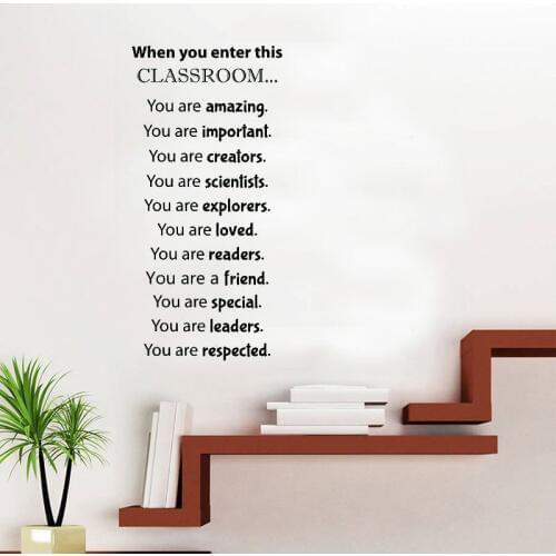 When You Enter This Classroom Wall Sticker Study Education Inspirational Quotes Vinyl Decal Learn Words Print Art School SK60