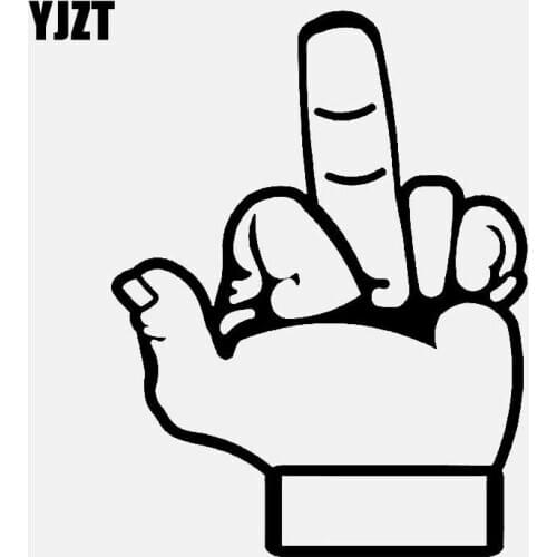 YJZT 10.3CM*13.5CM Personality Vinyl Car Sticker Middle Finger Decal Black/Silver C3-1985